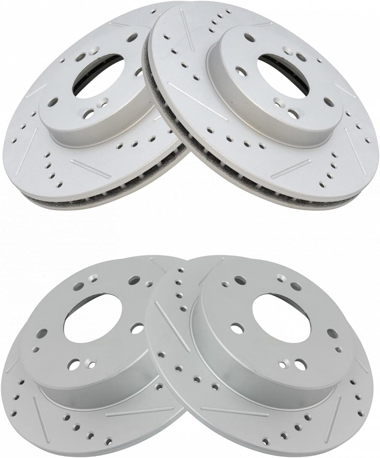 TRQ Performance Front and Rear Brake Rotor Set G Coated Drilled and Slotted Compatible with 1998-2002 Honda Accord