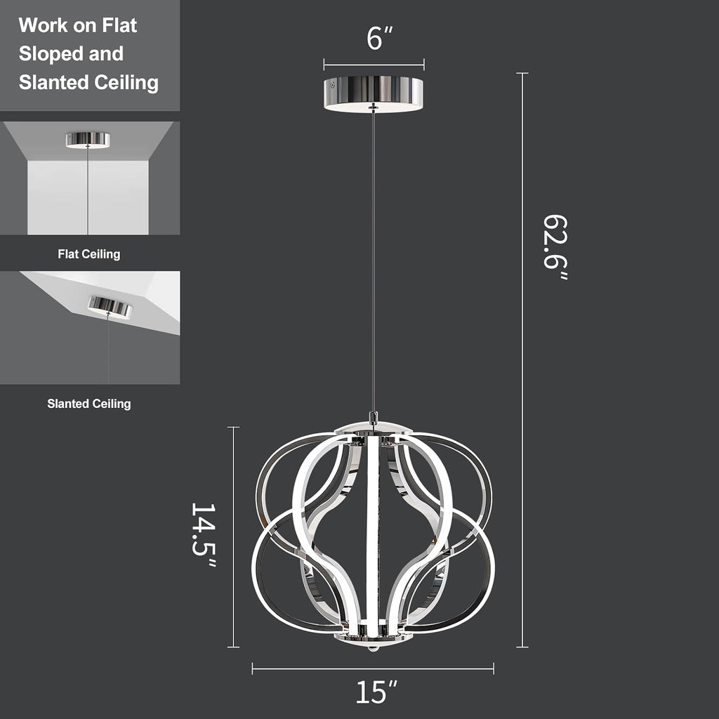 Modern LED Chandelier Acrylic Design Adjustable Hanging Chandelier Easy Install Suitable for Dining Room Living Room Bedroom Kitchen and Corridor