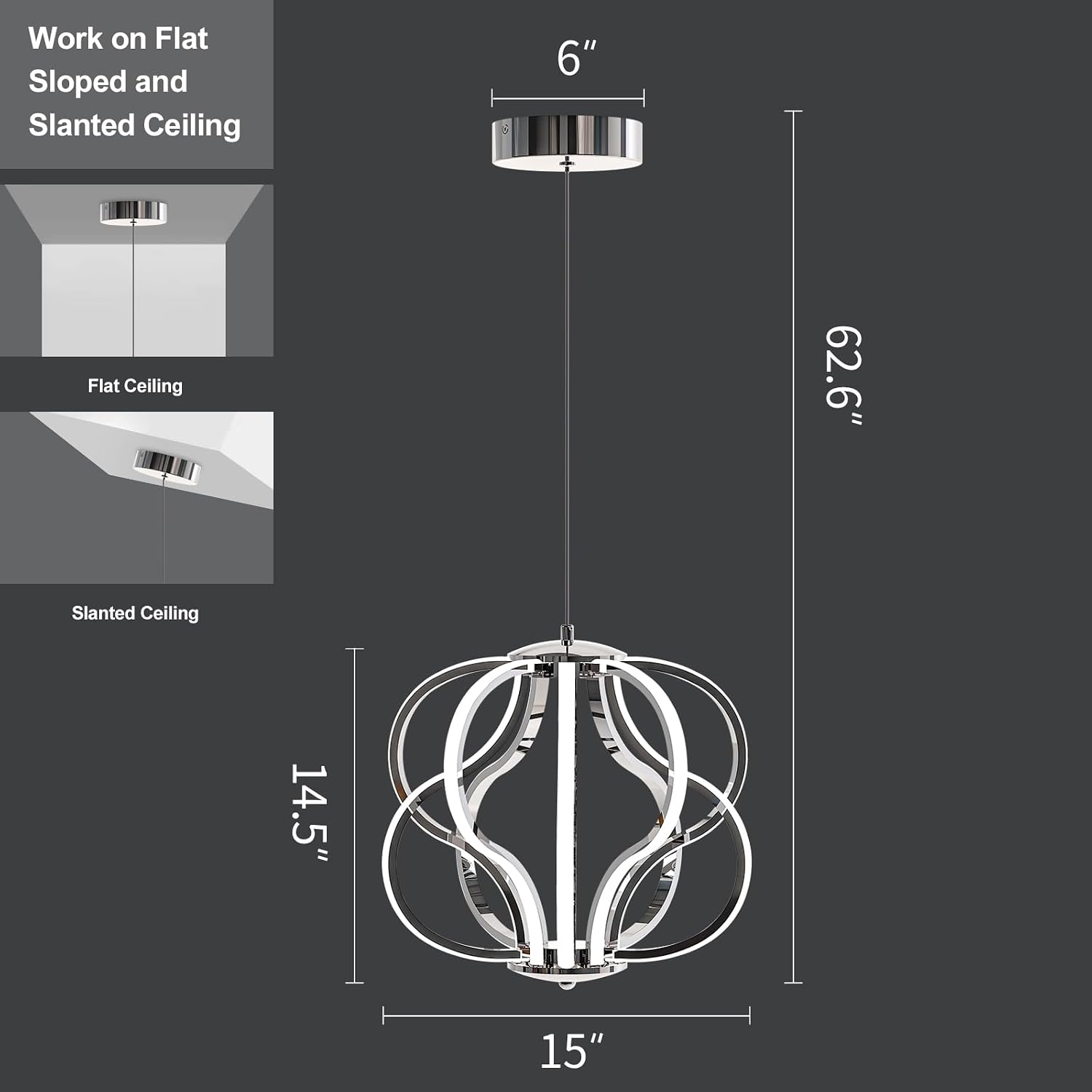 Modern LED Chandelier Acrylic Design Adjustable Hanging Chandelier Easy Install Suitable for Dining Room Living Room Bedroom Kitchen and Corridor