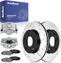 AutoShack Front Brake Rotors, Premium Pads & Calipers for Honda, Civic 2006-2011, FWD L4 1.8L - E-Coated Drilled & Slotted - ShadowGuard - 10.31' (261.9 mm), 5-Lug