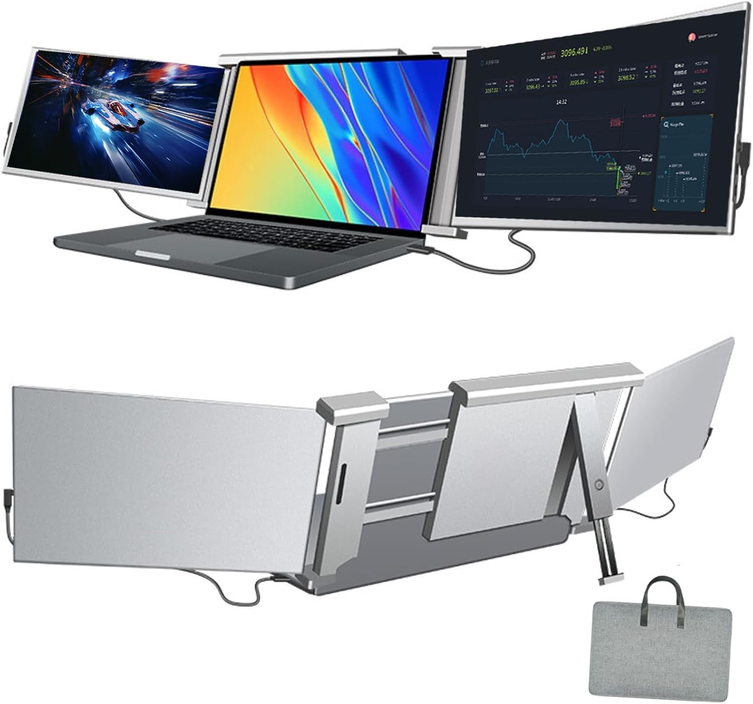 Laptop Multi-Screen Extender,/15.6' 1080P FHD IPS Dual Portable Monitor, Compatible with 12' -16' Laptops,USB-C ，for Remote Work, Traders, Programmers（Easy to Use）