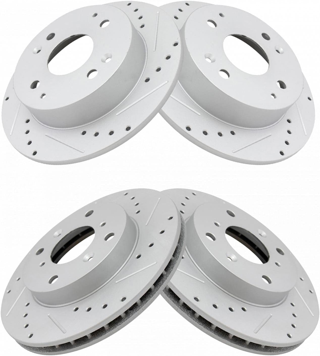 TRQ Performance Front and Rear Brake Rotor Set G Coated Drilled and Slotted Compatible with 1998-1999 Acura CL 1998-2002 Honda Accord