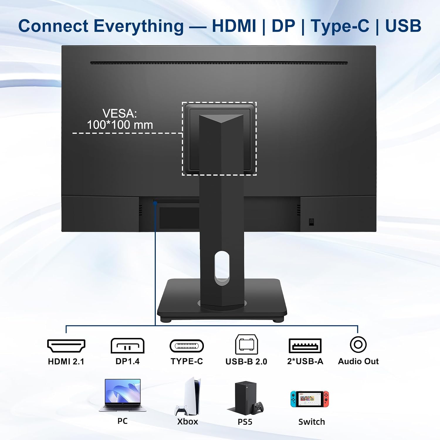 Touch Screen Monitor, Touchscreen Monitor 27'' QHD 2560x1440 100Hz, Touch Screen Monitors w/ 10-Point Touch, Built-in Speakers, Type C, VESA, Stylus Pen, Perfect for Bar, Gym, Business, Black