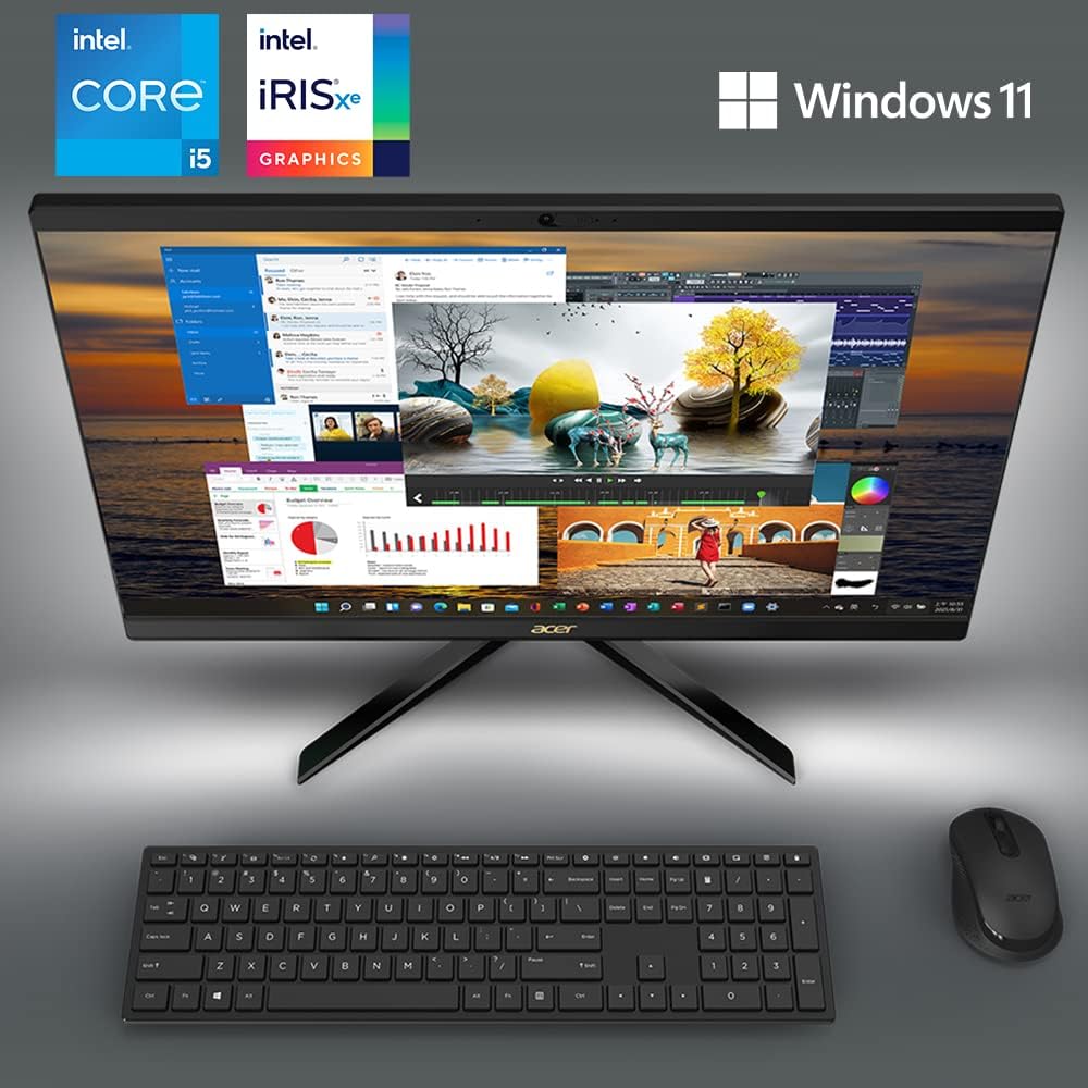 acer Aspire C27-1700-UA91 AIO Desktop | 27' Full HD IPS Display | 12th Gen Intel Core i5-1235U | Intel Iris Xe Graphics | 16GB DDR4 | 512GB NVMe M.2 SSD | Wi-Fi 6 | Copilot Enabled | Windows 11 Home