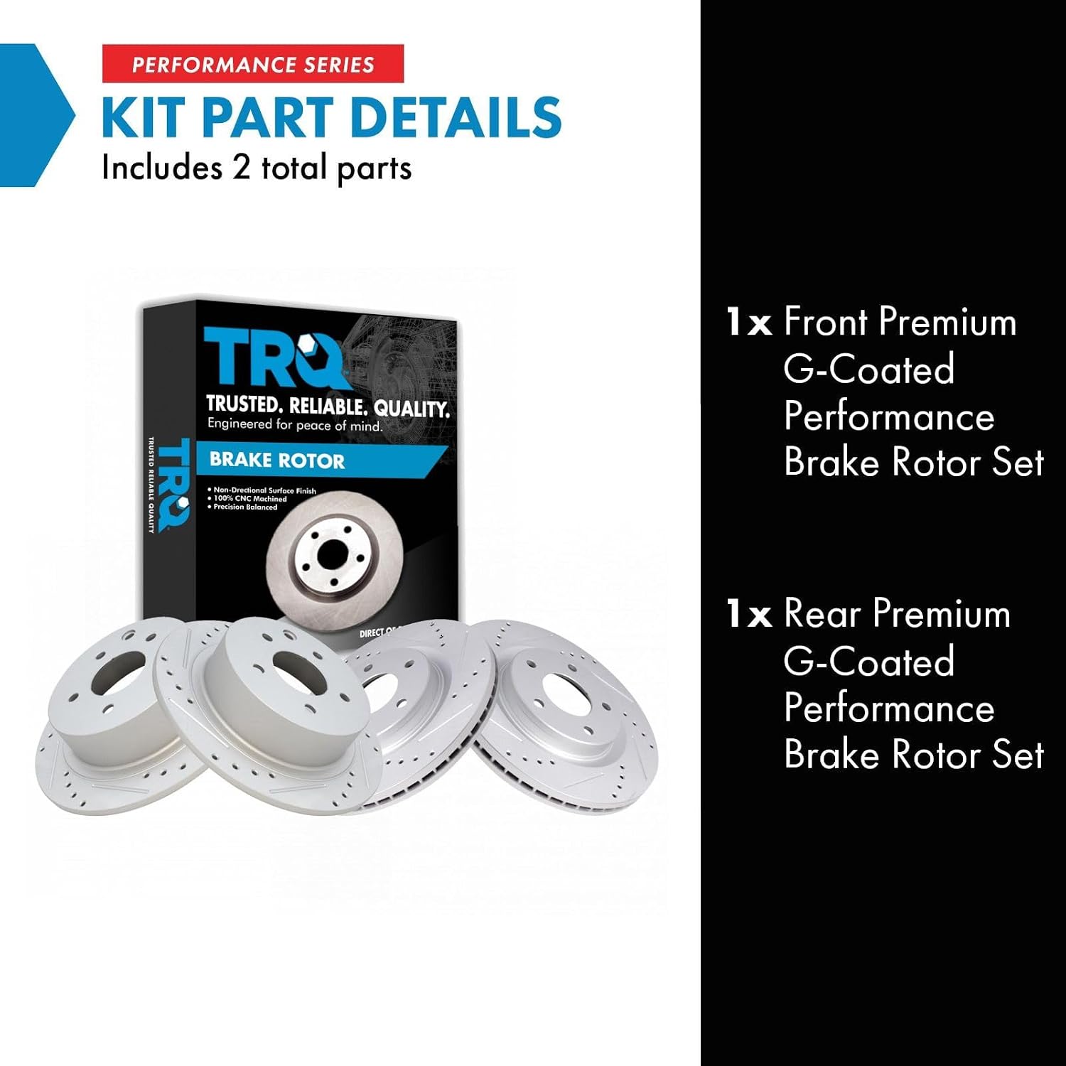 TRQ Performance Front and Rear Brake Rotor Set G Coated Drilled and Slotted Compatible with 2011-2017 Nissan Juke 2017-2019 Nissan Sentra