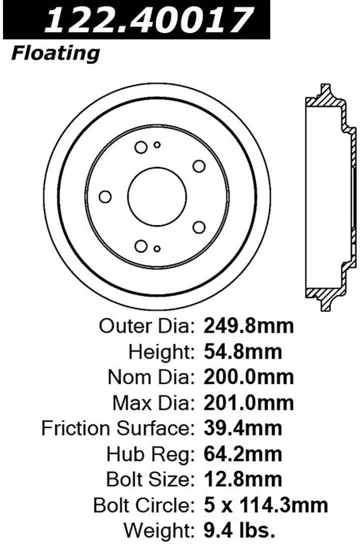 Rear Drum Brake Kit, 2Pcs Automotive Replacement Brake Drums for Honda Civic 1.8L 2006 2007 2008 2009 2010 2011 2013 2014 2015, for Honda Civic 1.8L Manual 2013 2014 2015