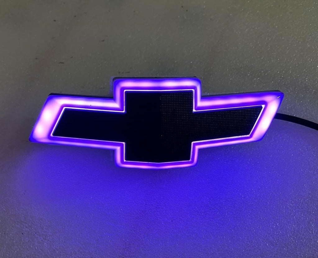 Autogem 2016–2024 Chevrolet Camaro RGB Lighted Grille Emblem – Black Exterior LED Bowtie Badge