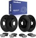 AutoShack Front & Rear Brake Rotors & Ceramic Pads for Honda & Acura, Civic 2006-2011 CSX 2007-2010, FWD L4 2.0L - E-Coated Drilled & Slotted - Black Finish - NightGuard