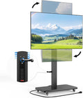 Mobile TV Stand with Power Outlet, Height Adjustable with Handle Stepless Lift,Rolling TV Stand for 32-75inch TVs with 90 Rotating,Portrait to Landscape,TV Cart with Wheels Holds up to 110lbs (Black)