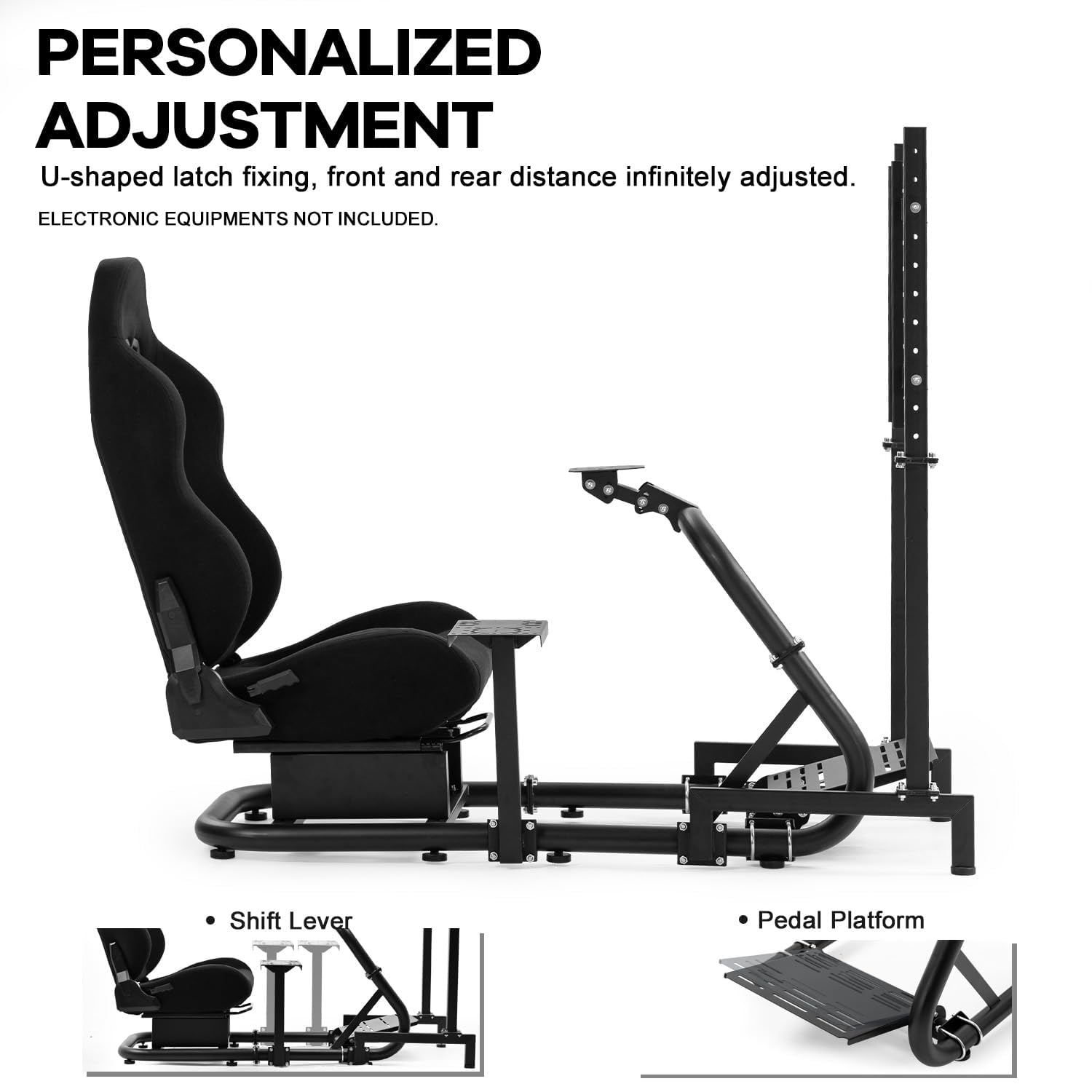 Anman Inspired Racing Sim Simulator Cockpit with Black Seat with Display Stand fit for Logitech G29 G25 G920 G923, for Thrustmaster T248, for Fanatec,NOT Include Wheel Shifter Pedals