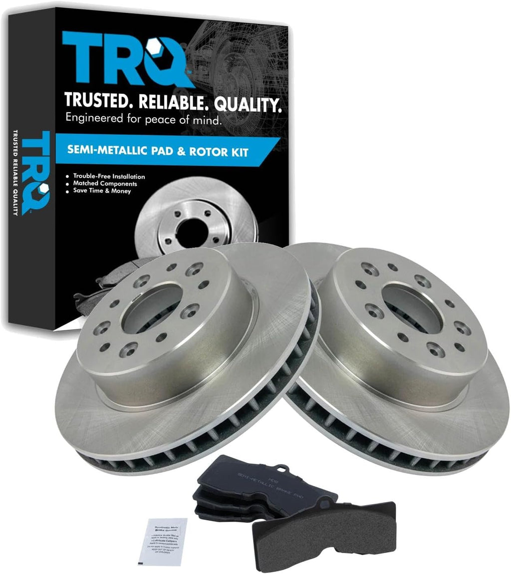 TRQ Front Brake Pad and Rotor Set Semi Metallic Rotors Compatible with 1965-1982 Chevrolet Corvette