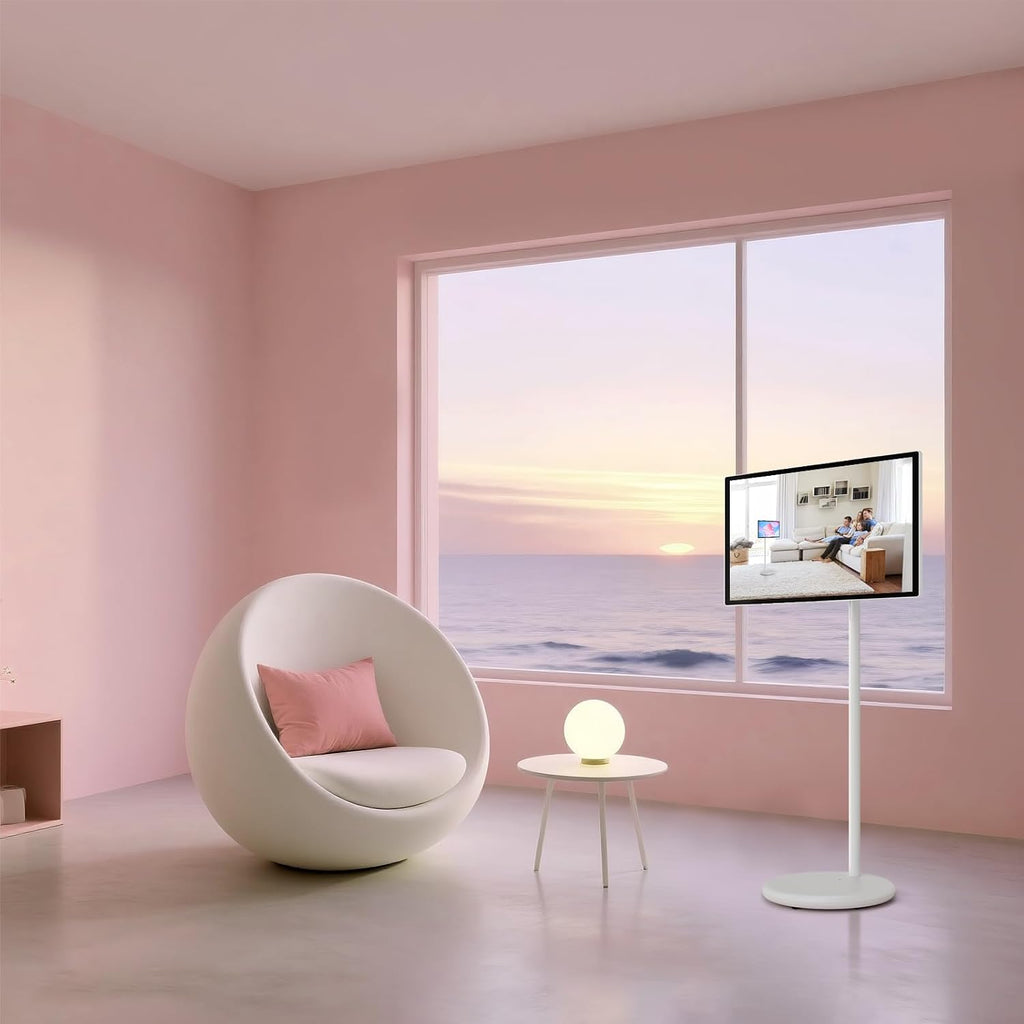 27' Rolling TV, EDLA-Certified Portable TV, Android 13, 8 GB +128 GB, Built-in 20,000 mAh Battery, 14H Playtime, Wireless Casting,10-Point Touch Screen Monitor for Home, Office, Gym