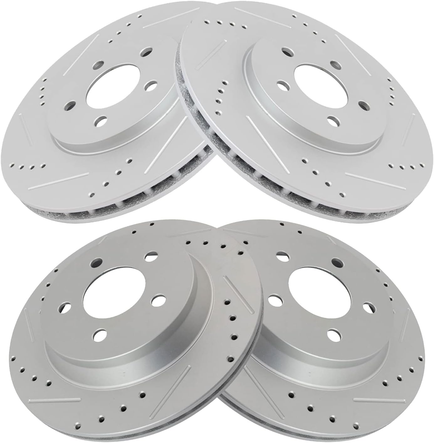 TRQ Performance Front and Rear Brake Rotor Set G Coated Drilled Slotted Compatible with 1994-2004 Ford Mustang