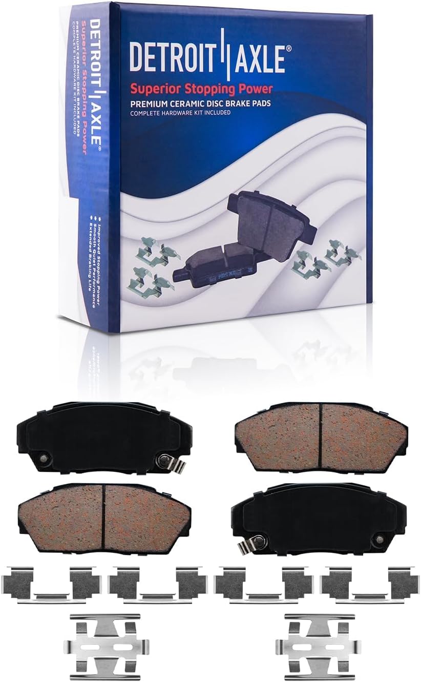 Detroit Axle - Brake Kit for 1992-1993 Honda Civic, 1990-1993 Acura Integra, Front and Rear Disc Brake Rotors Ceramic Brake Pads Replacement: 10.32'' inch Front Rotor
