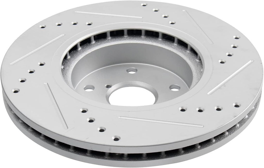 TRQ Front and Rear Brake Rotor Set G Coated Drilled and Slotted Compatible with 2015-2021 Subaru WRX