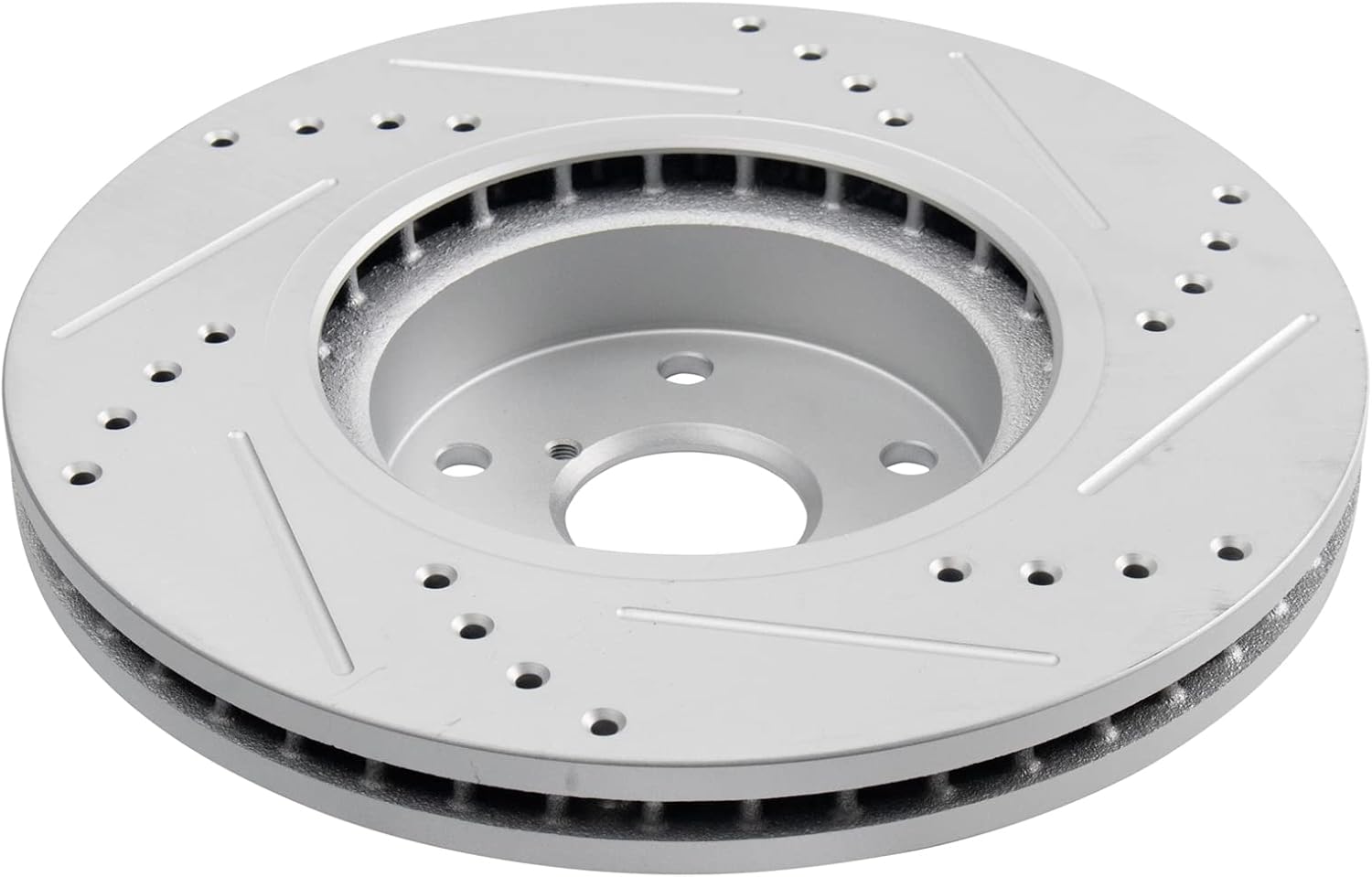 TRQ Front and Rear Brake Rotor Set G Coated Drilled and Slotted Compatible with 2015-2021 Subaru WRX