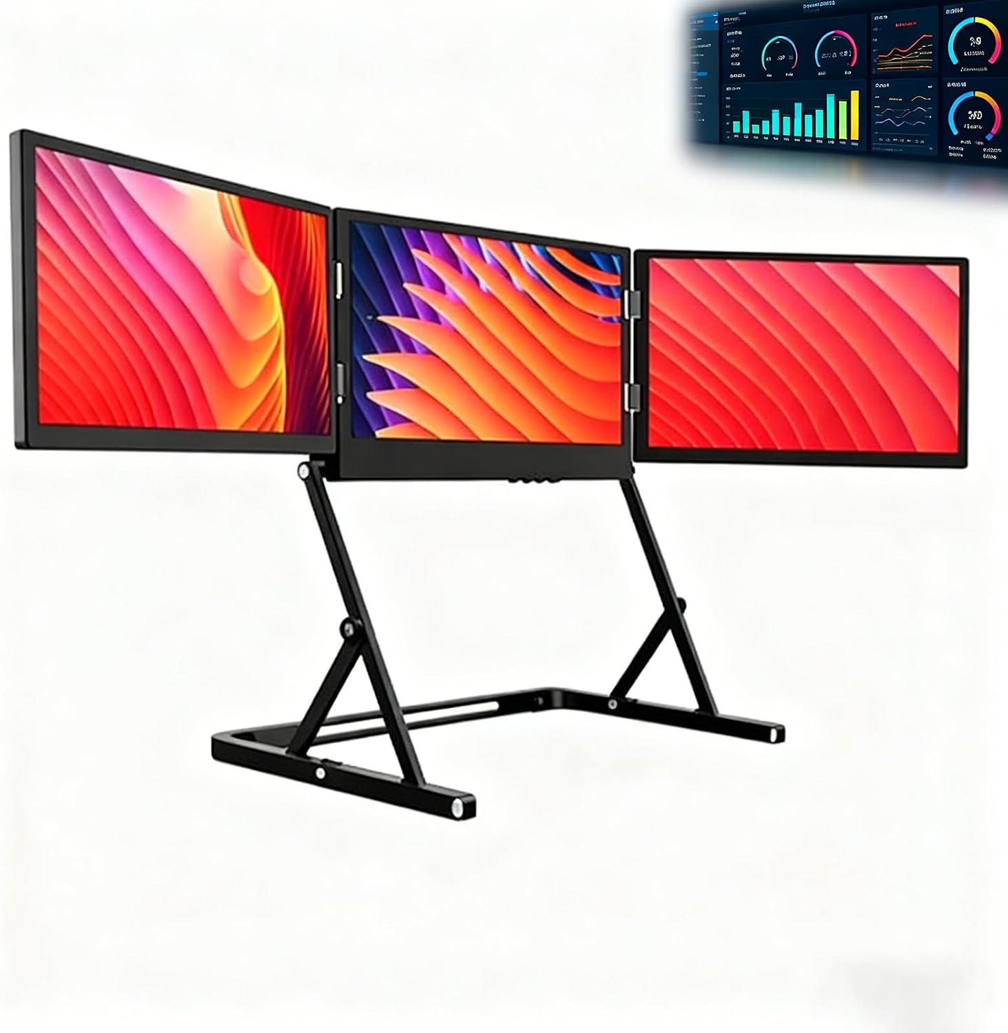 15.6 Inch Triple Laptop Extender, FHD 1080P IPS Portable Foldable Monitor, One Cable for Three Displays, HDMI/USB-C N Play, Travel Productivity Monitor.