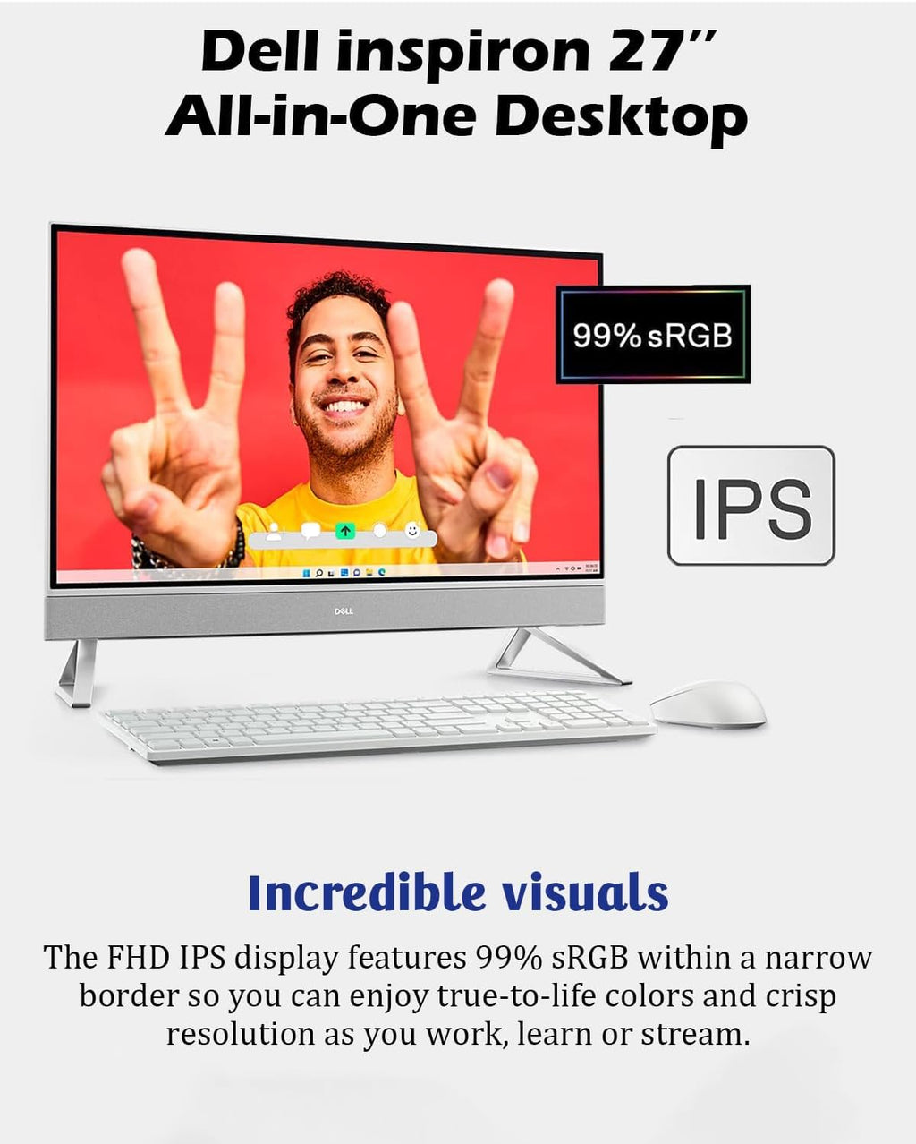 Dell 27 All-in-One Desktop Computer PC - 32GB RAM, 1TB SSD, 27' FHD IPS Touchscreen, Intel 7-150U CPU (up to 5.4GHz), GeForce MX570A, Wireless KB & Mouse, Wi-Fi 6E, Bluetooth, Win 11 Pro