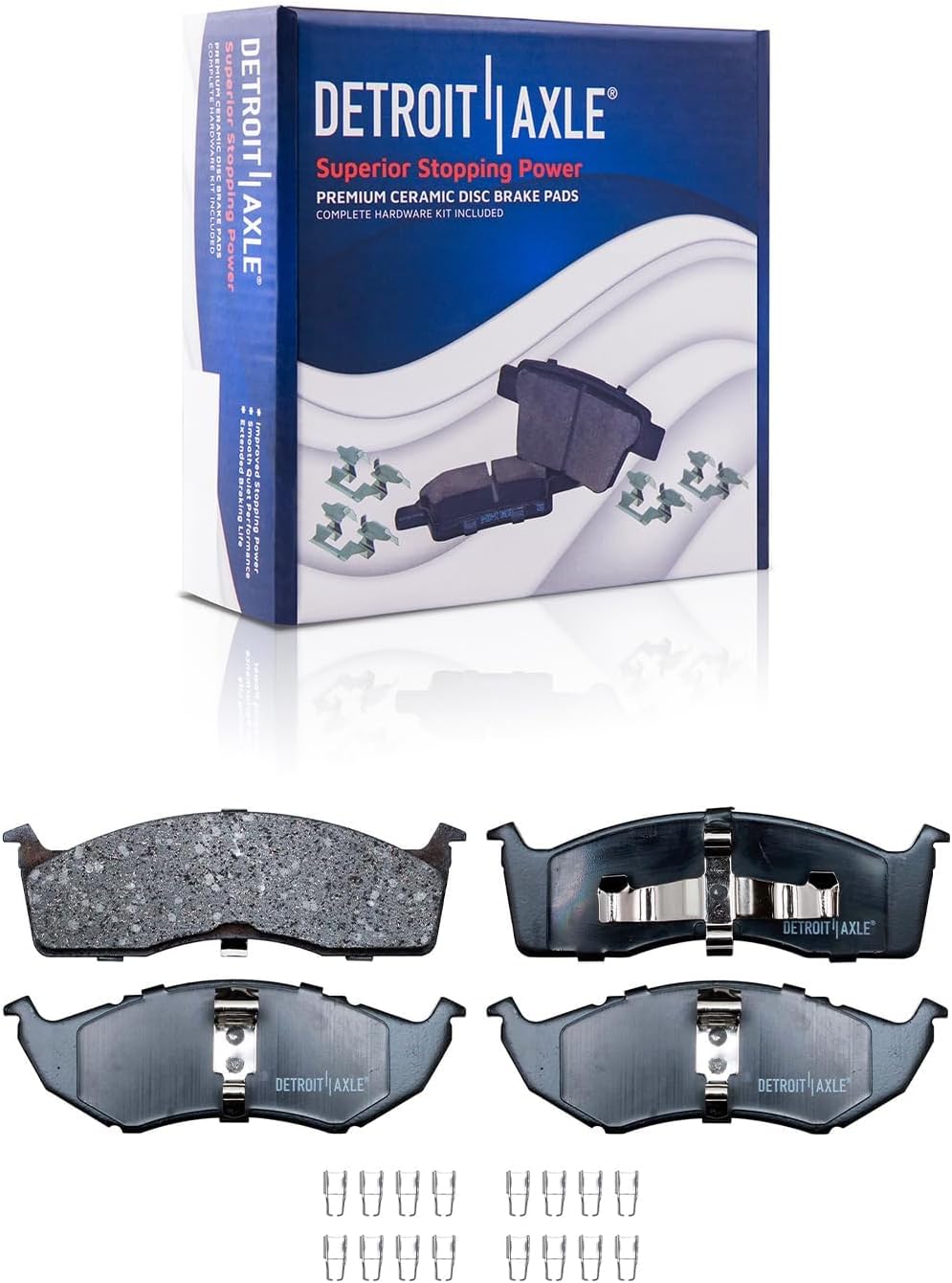 Detroit Axle - Front Drilled Slotted Disc Brake Rotors w/Ceramic Pads w/Hardware Replacement for 1997-2000 Dodge Plymouth Chrysler Town & Country/Grand Caravan/Voyager/Prowler - AWD - 4pc Set