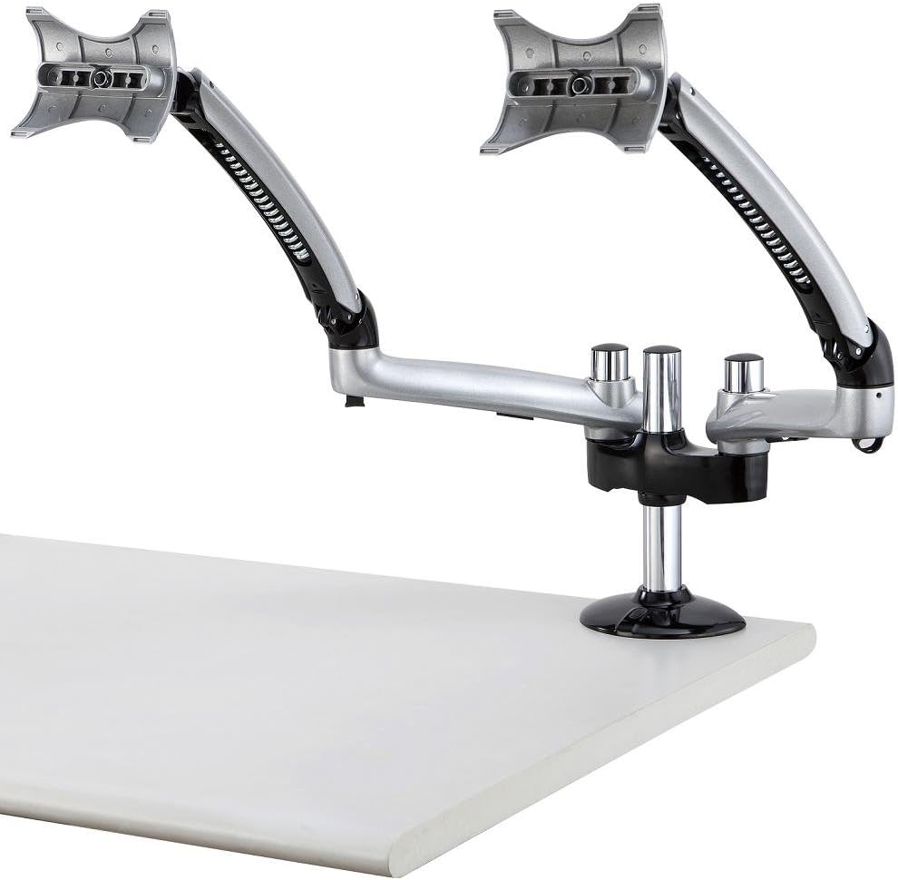 Dual Apple Desk Mount Spring Arm Grommet Base - Silver (DM-GS2A-G)