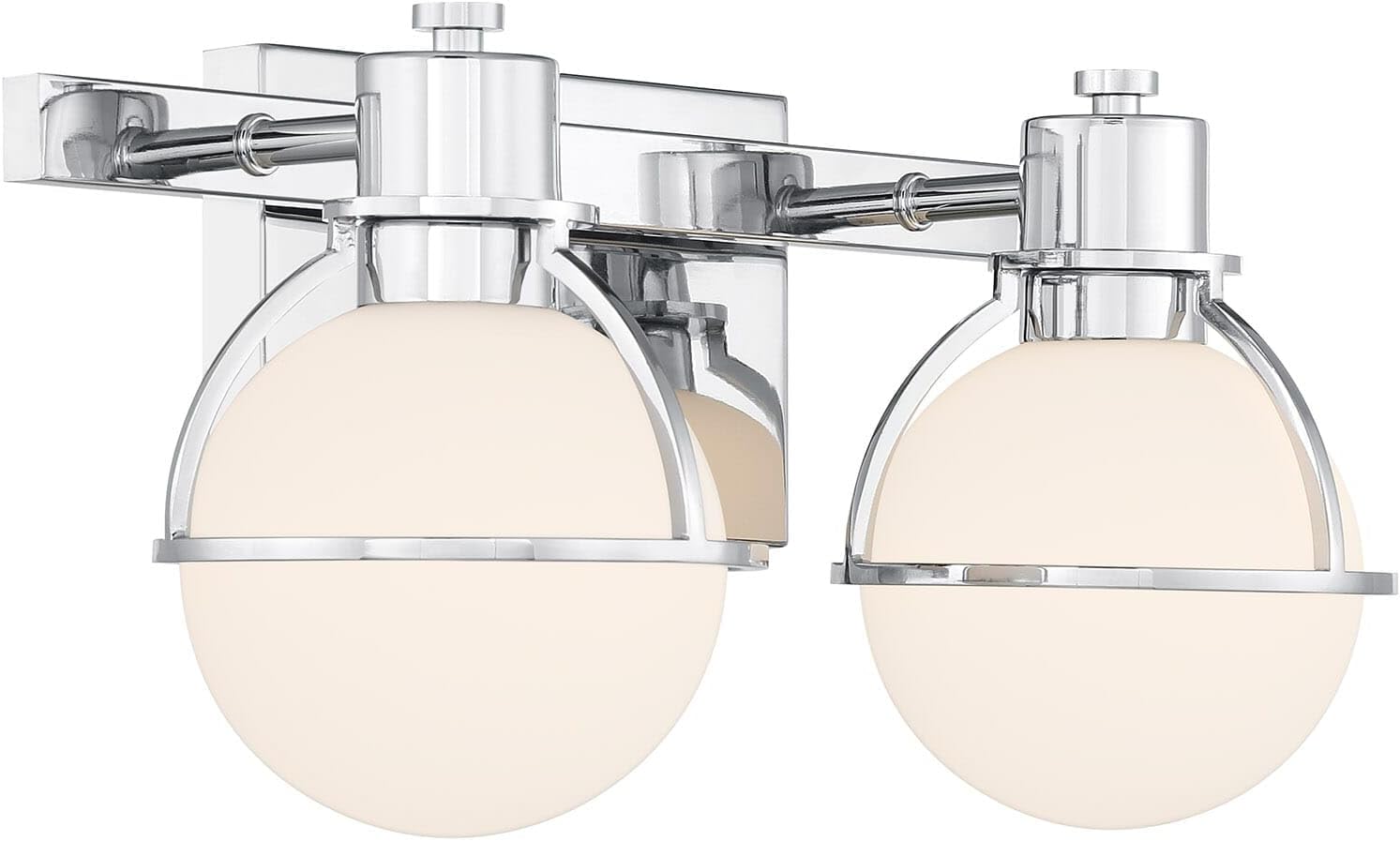 Savoy House 8-1060-2-11 Pierce Vintage Industrial Opal Glass Bathroom Vanity Wall Light, 2-Light 120 Total Watts, 8' H x 16' W, Chrome