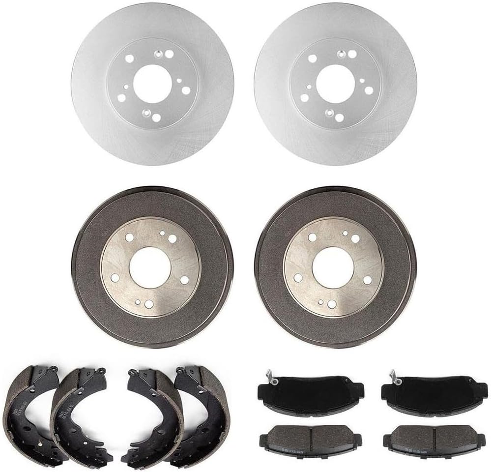 Arrhythmic 12X Semi-Metallic Brake Pads Rotors Shoes & Drum Set Front Rear Left Right for Honda Civic 1.8L 2006-2011 Automotive Replacement Brake Kit