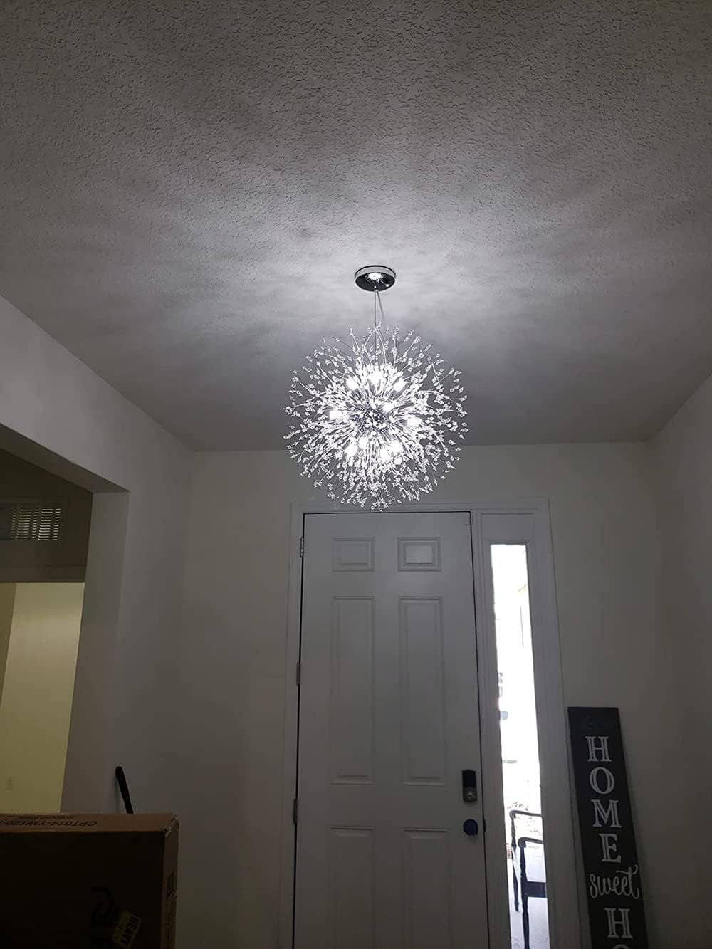 Yiisem Modern Crystal Chandeliers, 12-Light Chrome Dandelion Firework Pendant Lighting, Chandelier Light Fixtures for Dining Room Bedroom Living Room Kitchen Aisle Hallway Entryway