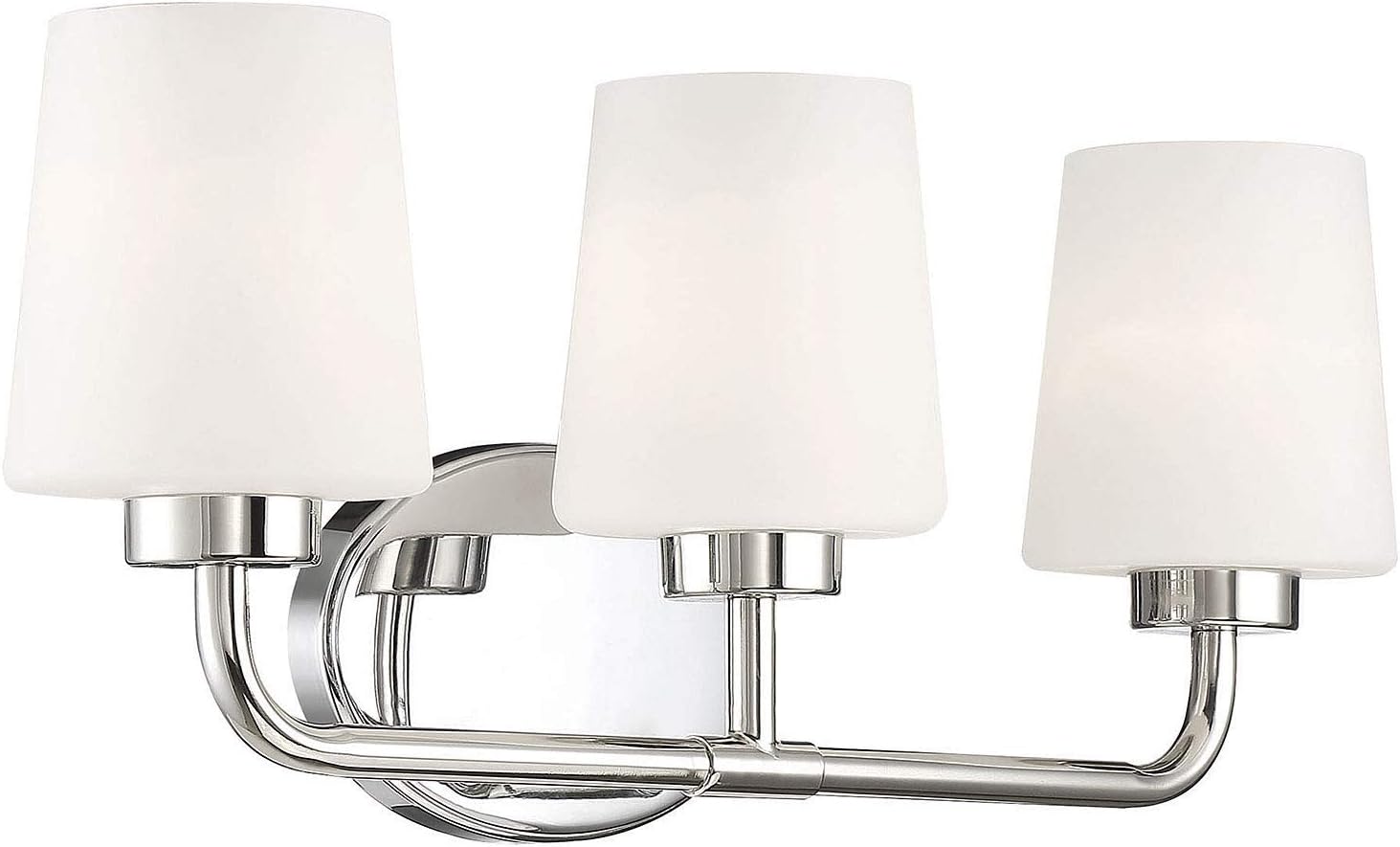 Savoy House 8-4090-3-109 Capra Mid-Century Modern White Opal Glass Bathroom Vanity Wall Light, 3-Light 180 Total Watts, 9' H x 22' W, Polished Nickel