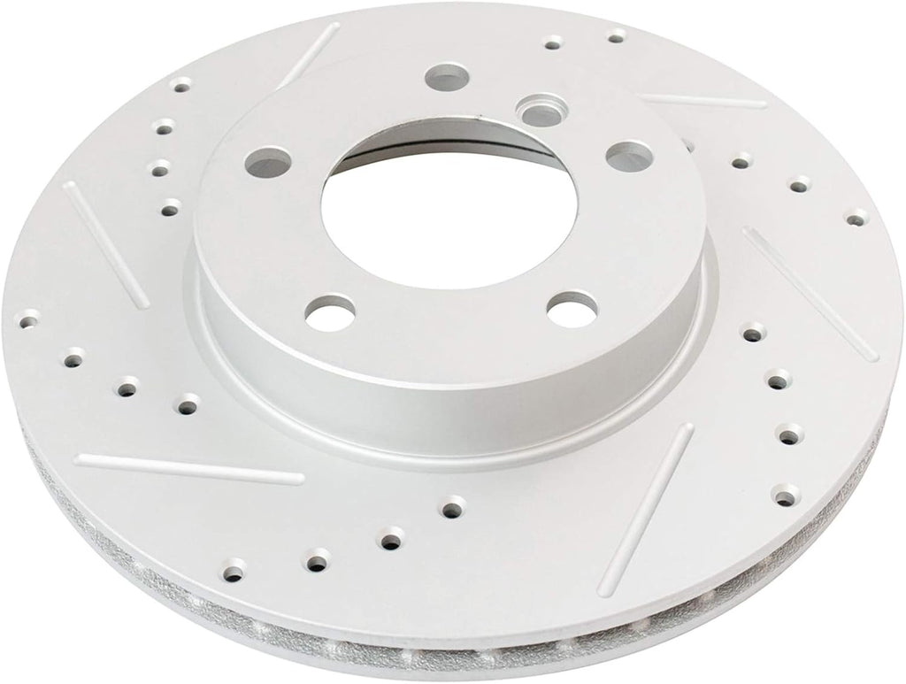 TRQ Performance Front and Rear Brake Rotor Set G Coated Drilled and Slotted Compatible with 1992-1998 BMW 318i 318is 325i 325is 1996-1998 328i 328is 1998-1999 323is