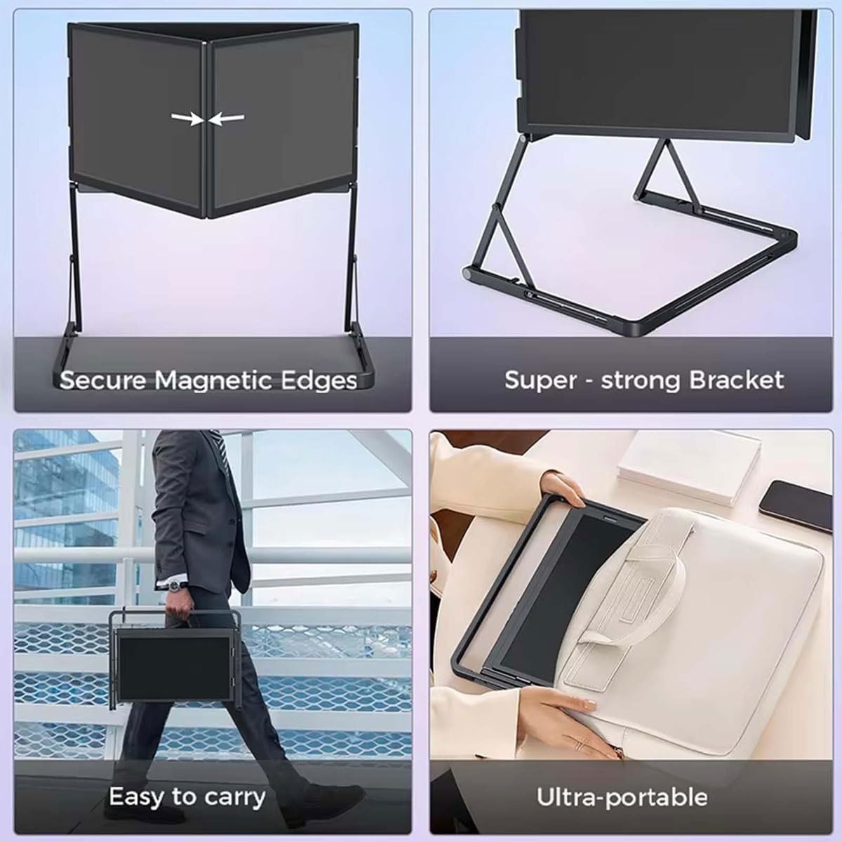 15.6' Tri-Screen Monitor Extender,1080p Foldable FHD Portable Lightweight Monitor,100% sRGB for Color-Accurate Work,HDMI/USB-C Pulg n Play