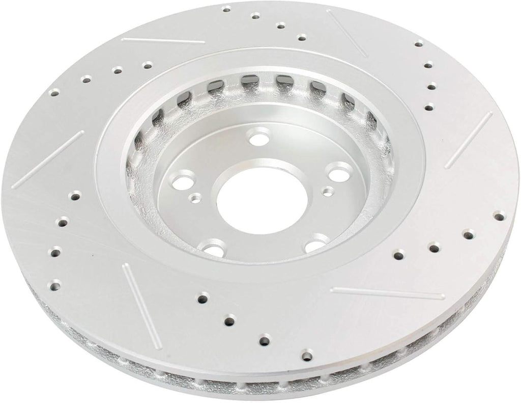 TRQ Performance Front and Rear Brake Rotor Set G Coated Drilled and Slotted Vented Solid Compatible with 2010-2015 Lexus RX350 RX450h 2014-2019 Toyota Highlander 2011-2020 Sienna