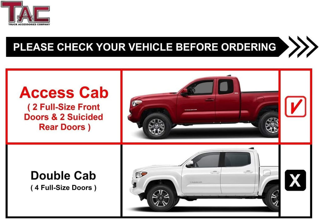 TAC 3' Black Side Steps Running Boards Compatible with 2005-2023 Toyota Tacoma Access Cab Side Bars Nerf Bars Step Rails Off Road Automotive Exterior Accessories 2 Pieces
