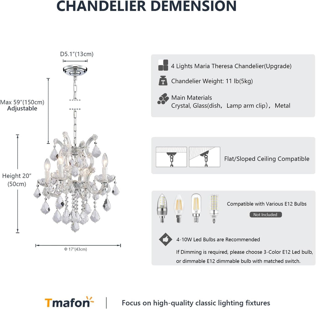 Modern Crystal Chandeliers for Dining Room - Small Crystals Chandelier Lights for Girls Bedroom, Dining Room, Hallway, Kitchen Island, Bathroom, Closet