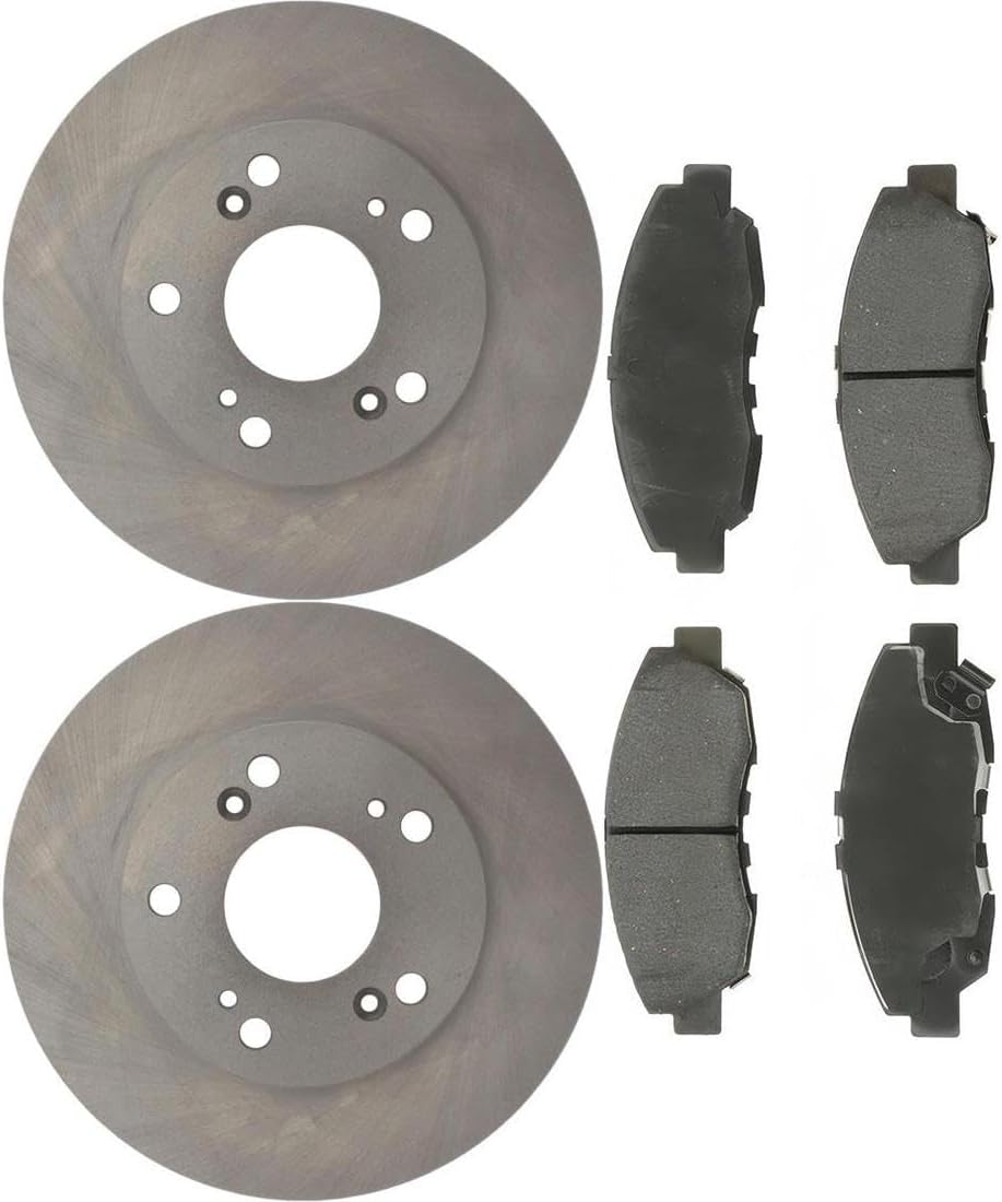 Brake Pads w/Vented Rotors 10.3inch (261.62mm) for Honda Civic 1.8L 2006 2007 2008 2009 2010 2011 6Pcs Front Replacement Brakes Kit