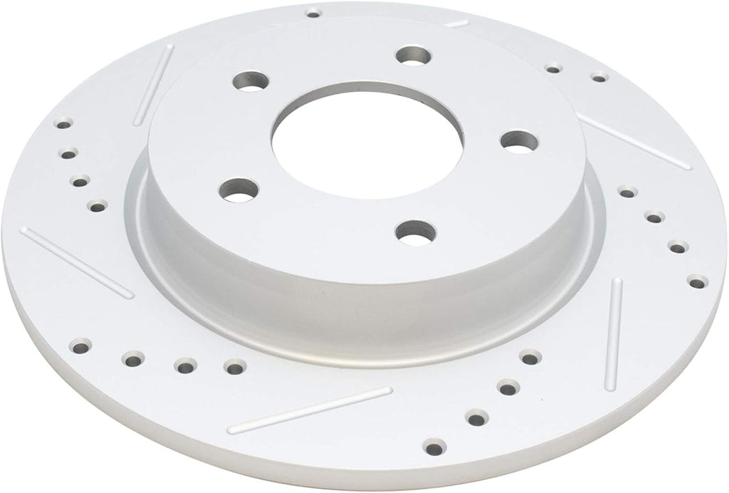 TRQ Performance Front and Rear Brake Rotor Set G Coated Drilled and Slotted Compatible with 2004-2013 Mazda 3