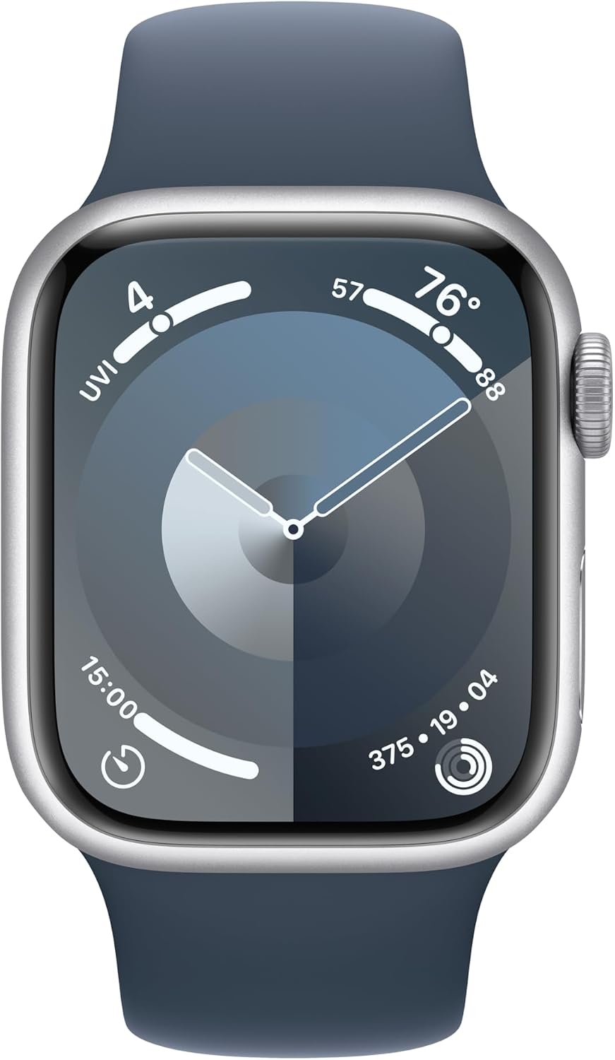 Apple Watch Series 9 [GPS + Cellular, 41mm] - Silver Aluminum Case with Storm Blue Sport Band, M/L (Renewed)