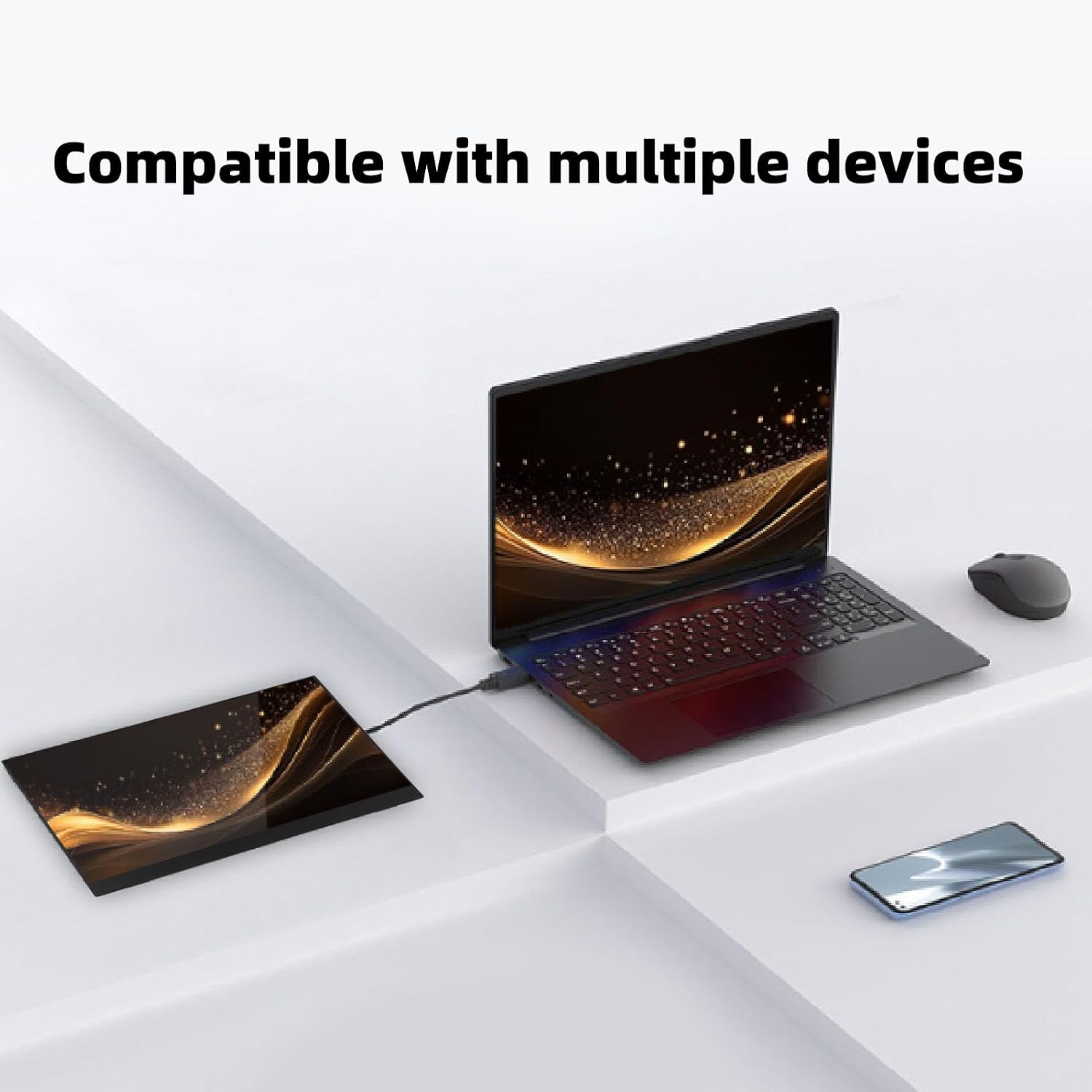 XUMIUZIY Portable Monitor - 15.6 Inch 1080P FHD 120Hz Computer Display, USB C HDMI Gaming Monitor with Stand & Dual Speaker, External Monitors for Laptop, PC, Phone, X Box