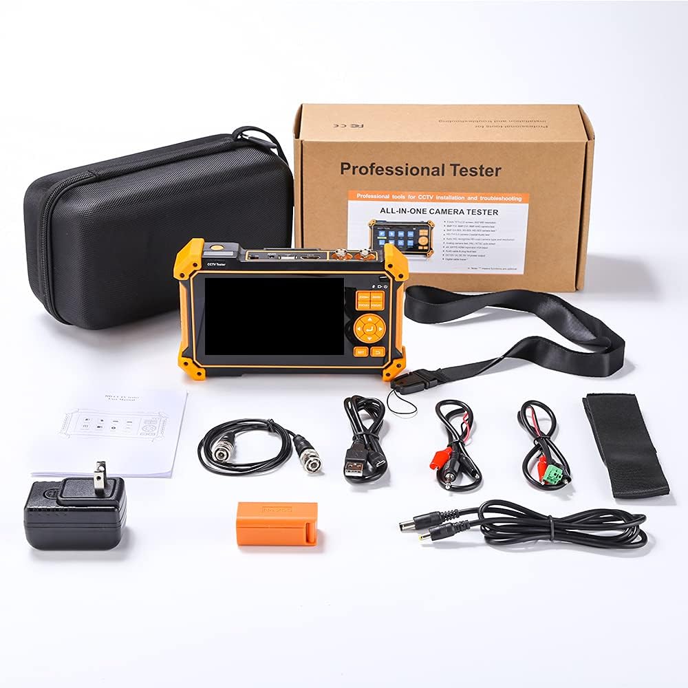 WSDCAM 5 inch TFT-LCD Screen CCTV Camera Tester Monitor Support 4K 8MP CVI TVI AHD SDI CVBS Analog Camera, Support HDMI in VGA in PTZ Control/DC12V Power Output/UTP Cable Tester, 3200-Plus
