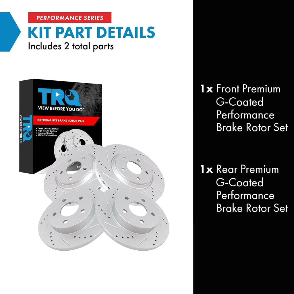 TRQ Front & Rear Performance Drilled Slotted Coated Rotor Kit for Chevy Pontiac