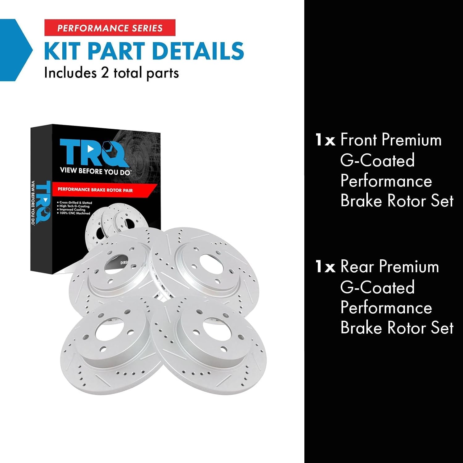 TRQ Front & Rear Performance Drilled Slotted Coated Rotor Kit for Chevy Pontiac