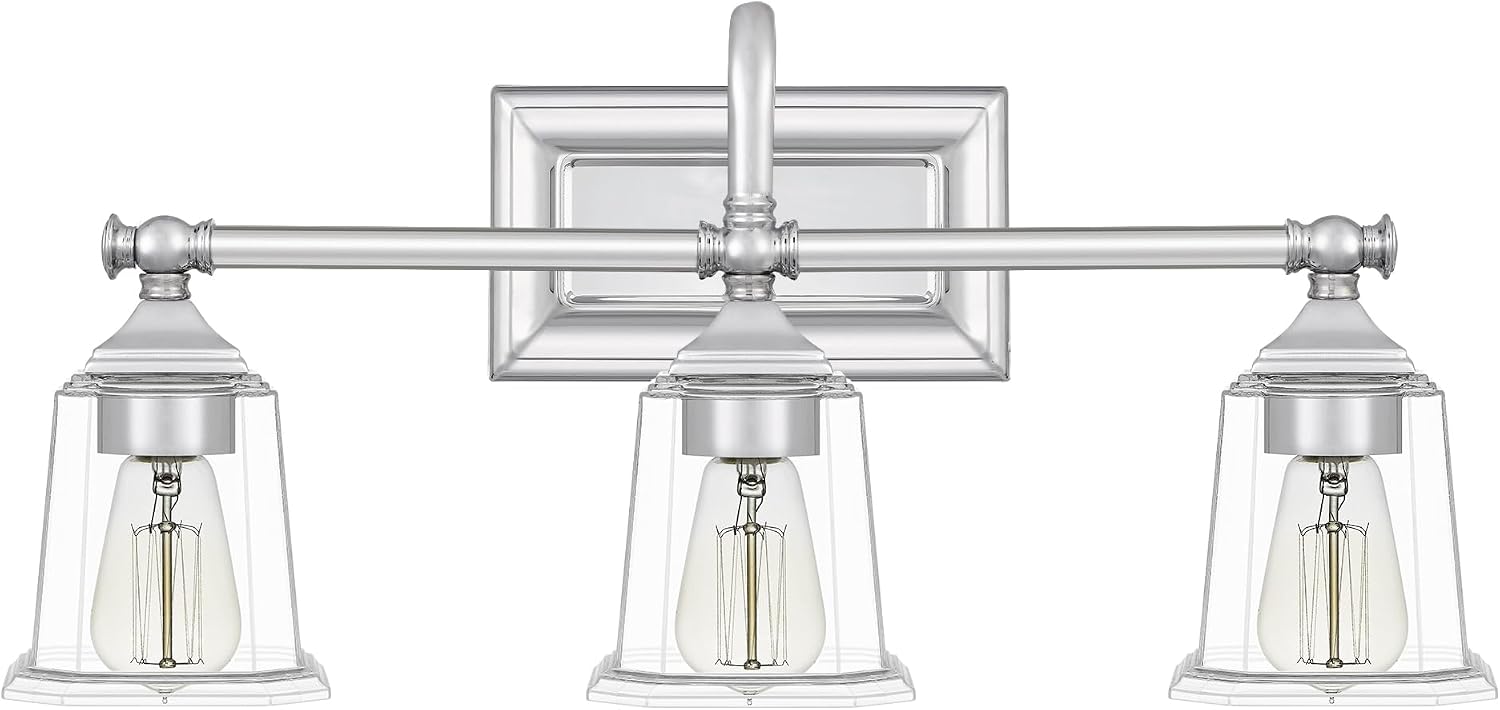 Quoizel Nicholas 22' Wide Polished Chrome 3-Light Bath Light