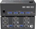 KVM Switch 3 Monitors 2 Computers 8K@60Hz 4K@144Hz 2 Displayport HDMI USB 3.0 KVM Switch Triple Monitor with 4 USB Port(AU Plug)