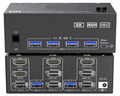 KVM Switch 3 Monitors 2 Computers 8K@60Hz 4K@144Hz 2 Displayport HDMI USB 3.0 KVM Switch Triple Monitor with 4 USB Port(EU Plug)
