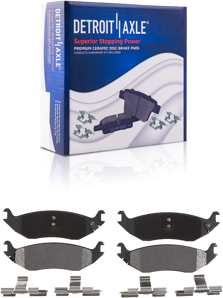 Detroit Axle - Brake Kit for 2002-2005 Dodge Ram 1500, 2005-2006 Durango, Disc Brake Rotors Ceramic Brakes Pads Front Brake Calipers Replacement [13.23 inch Front & 13.86 inch Rear Rotors]
