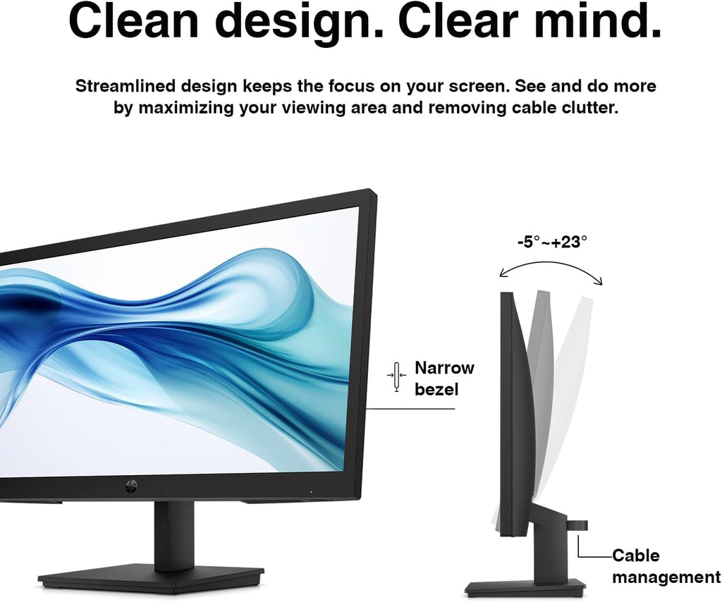 HP 22' FHD VA Monitor with 5 ms Response Time, Anti-Glare, Flicker Free, VESA Mount (100x100mm), HDMI, VGA & Dockztorm USB Port Expander, Black Color & ErgoFlexy Dual Monitor Mount (2 Pack)