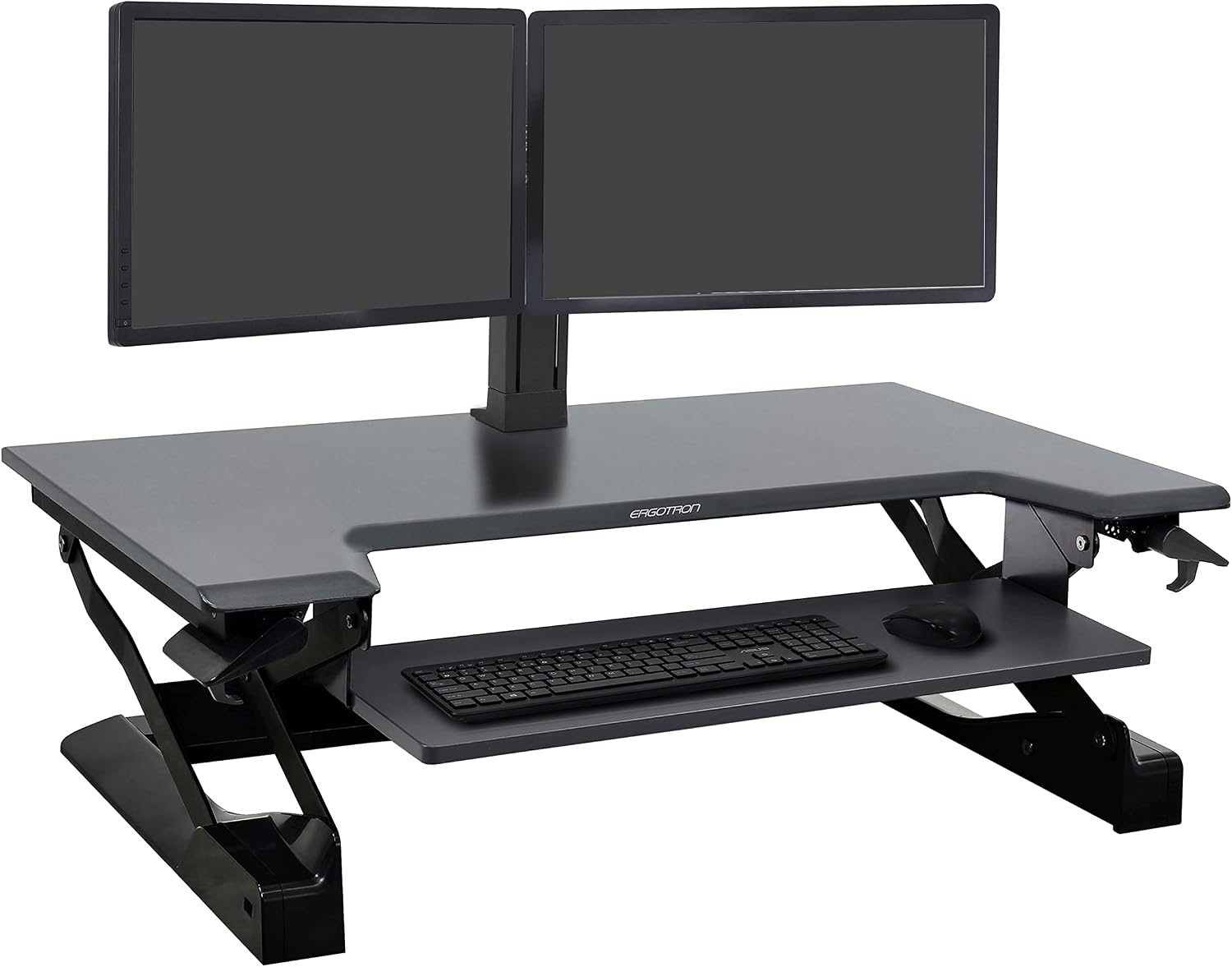 Ergotron – WorkFit-TL Standing Desk Converter and WorkFit Dual Monitor Kit, Sit Stand Desk Riser for Tabletops – for 2 Monitors Up to 24 inches, 6 to 14 lbs Each – Black