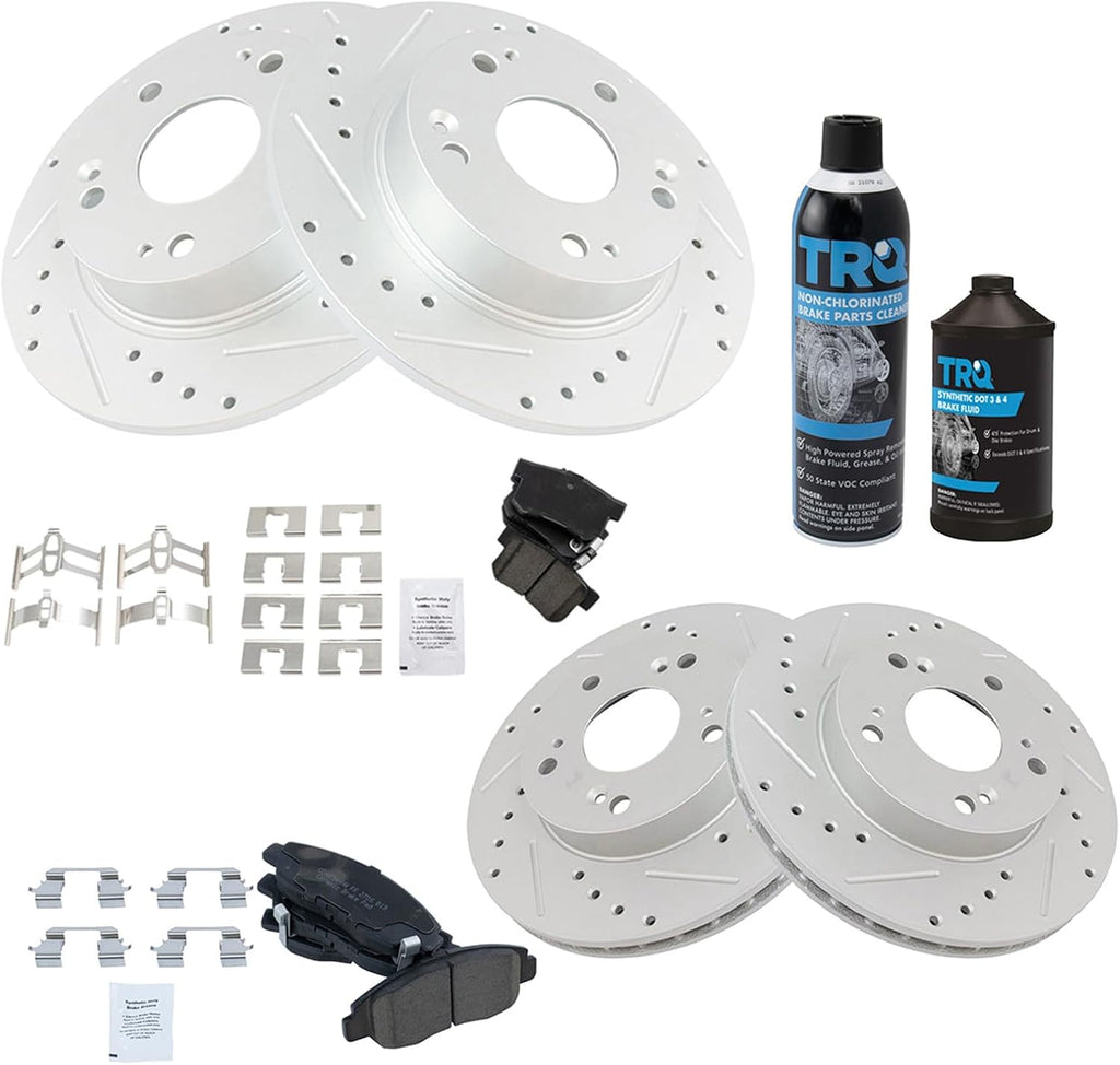 Front and Rear Performance Brake Pad & Rotor Kit, with Chemical Kit Ceramic Premium G-Coated Compatible with 2006-2011 Honda Civic