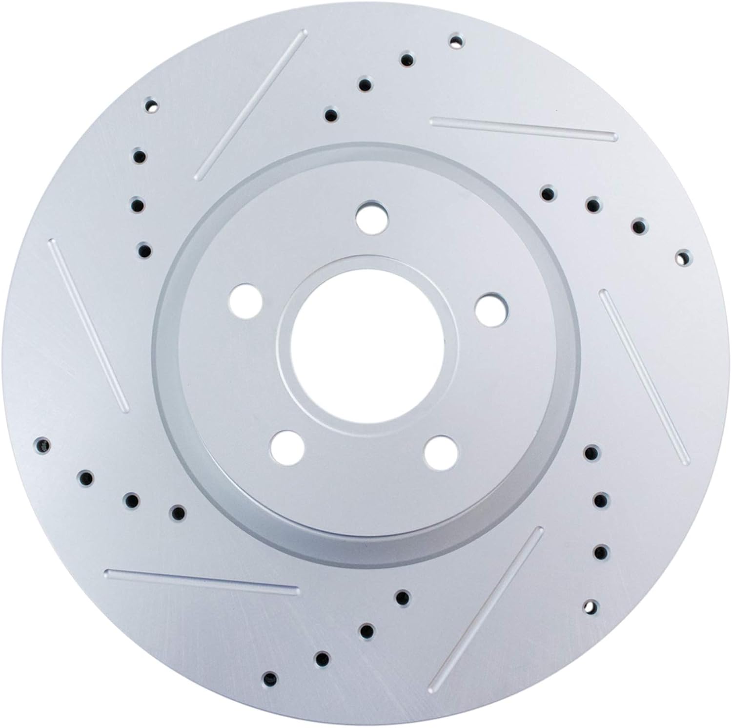 TRQ Performance Front and Rear Brake Rotor Set G Coated Drilled and Slotted Compatible with 2013-2016 Ford Escape 2014-2018 Ford Transit Connect