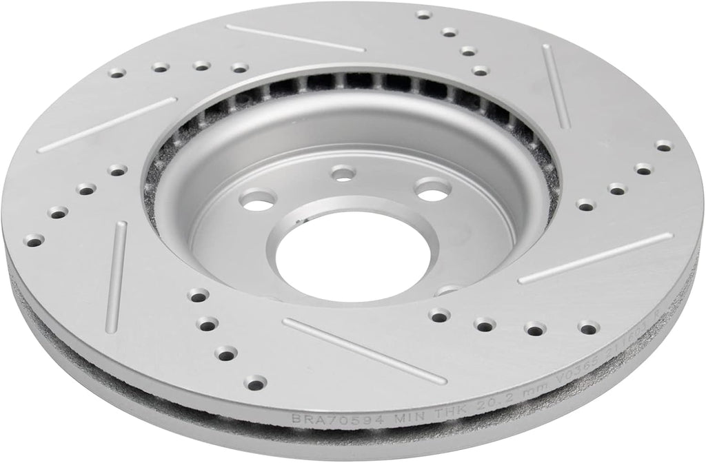 TRQ Performance Front and Rear Brake Rotor Set G Coated Drilled and Slotted Compatible with 2012-2017 Fiat 500