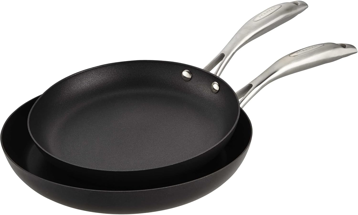 Scanpan Pro IQ 2 piece Nonstick Fry Pan Set (Included 9.5' & 11' Fry Pans) - Compatible with All Cooktops, Induction Ready, Metal Utensil Safe, Oven Safe to 500°F, Dishwasher Safe